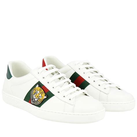 gucci men's new ace leather lace up sneakers|Gucci ace tiger sneakers.